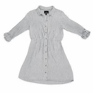Abercrombie & Fitch Striped Long Sleeve Dress - Black and White